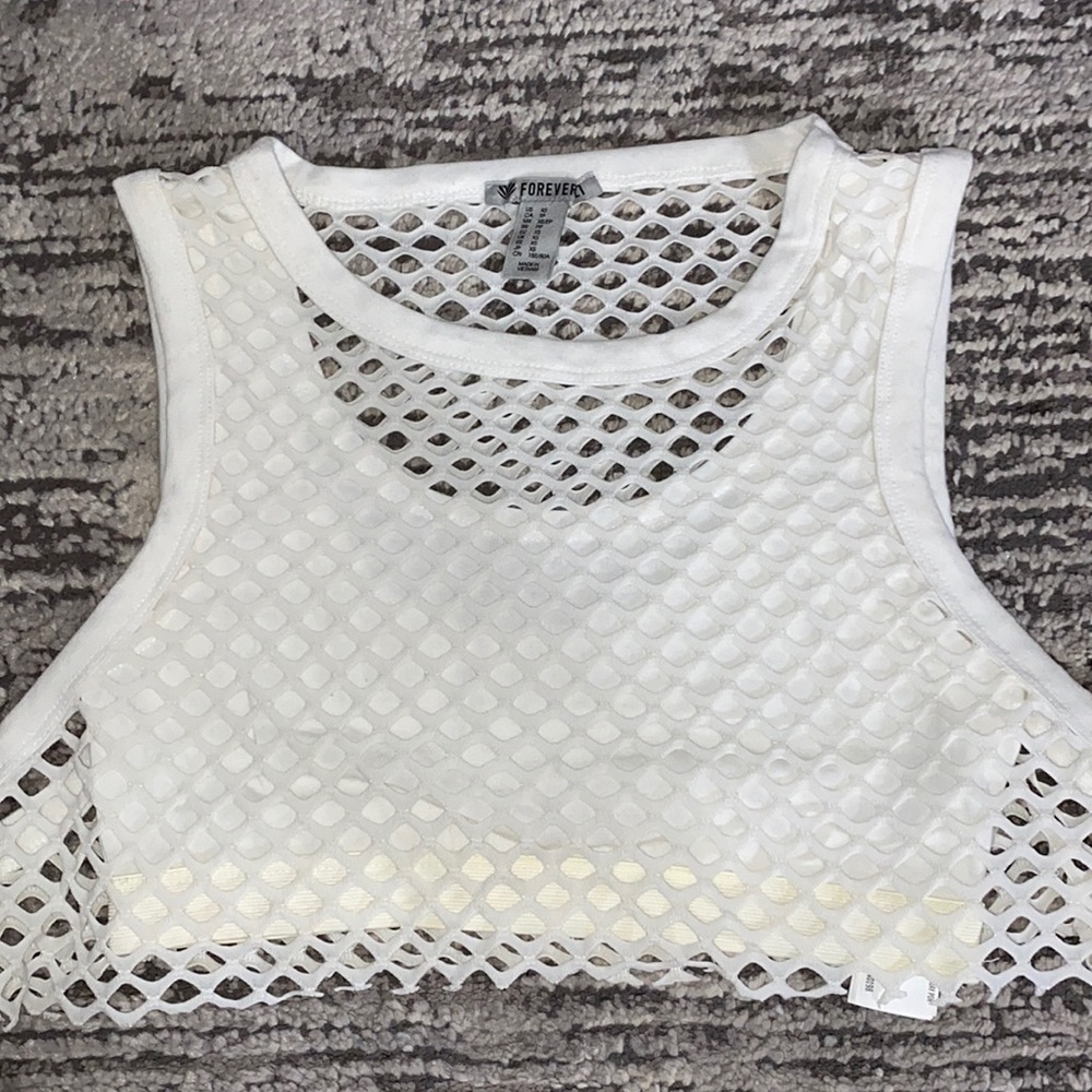 NWOT FOREVER 21 WHITE FISHNET TOP